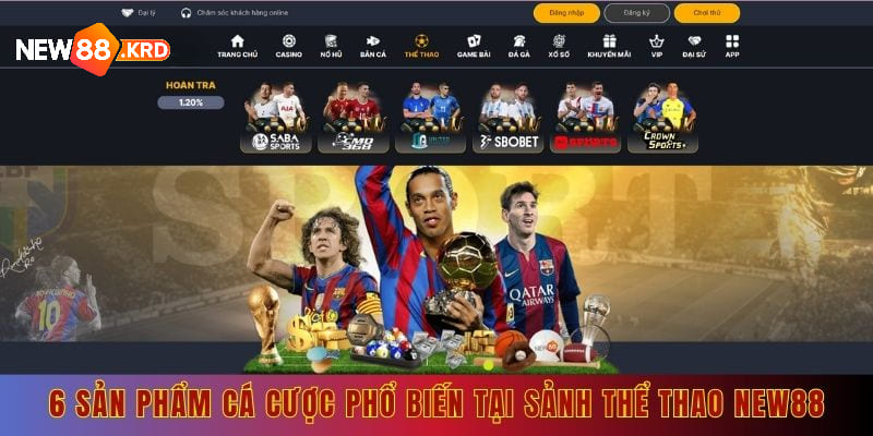 6 sản phẩm cá cược phổ biến tại sảnh thể thao New88